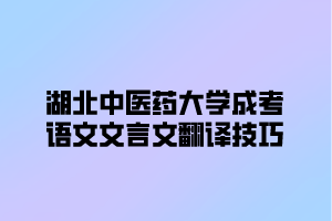 湖北中醫(yī)藥大學(xué)成考語文文言文翻譯技巧